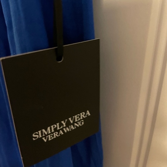 SLEEVELESS V-NECK SIMPLY VERA VERAWANG XS BLOUSE GORGEOUS BLUE GATHERING ACCENTS - Picture 5 of 13